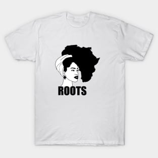 Afro, African Woman Roots, Africa Map, Black Pride T-Shirt